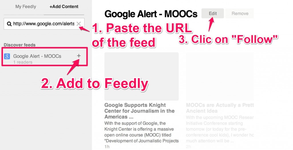 google alerts receive in RSS reader automatically